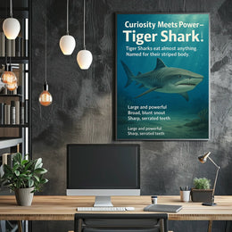 Curiosity Meets Power Tiger Shark Poster