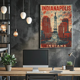 Indianapolis Monument Cityscape Retro Patriotic Poster
