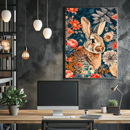 Whimsical Rabbit & Floral Harmony Animal Poster