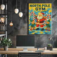 Santa Claus at North Pole Gym Fantasy or Mythology Poster
