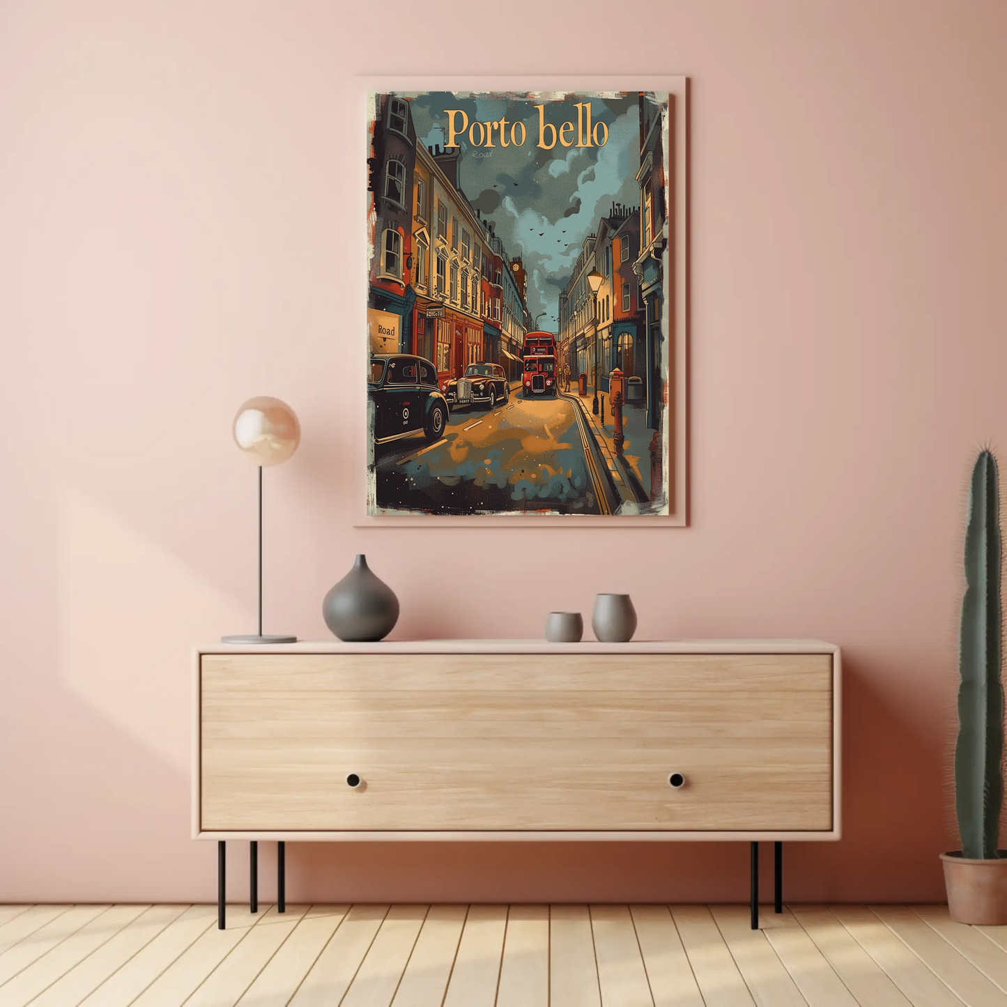 Portobello Road London Vintage Street Travel Poster