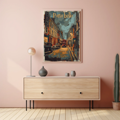 Portobello Road London Vintage Street Travel Poster