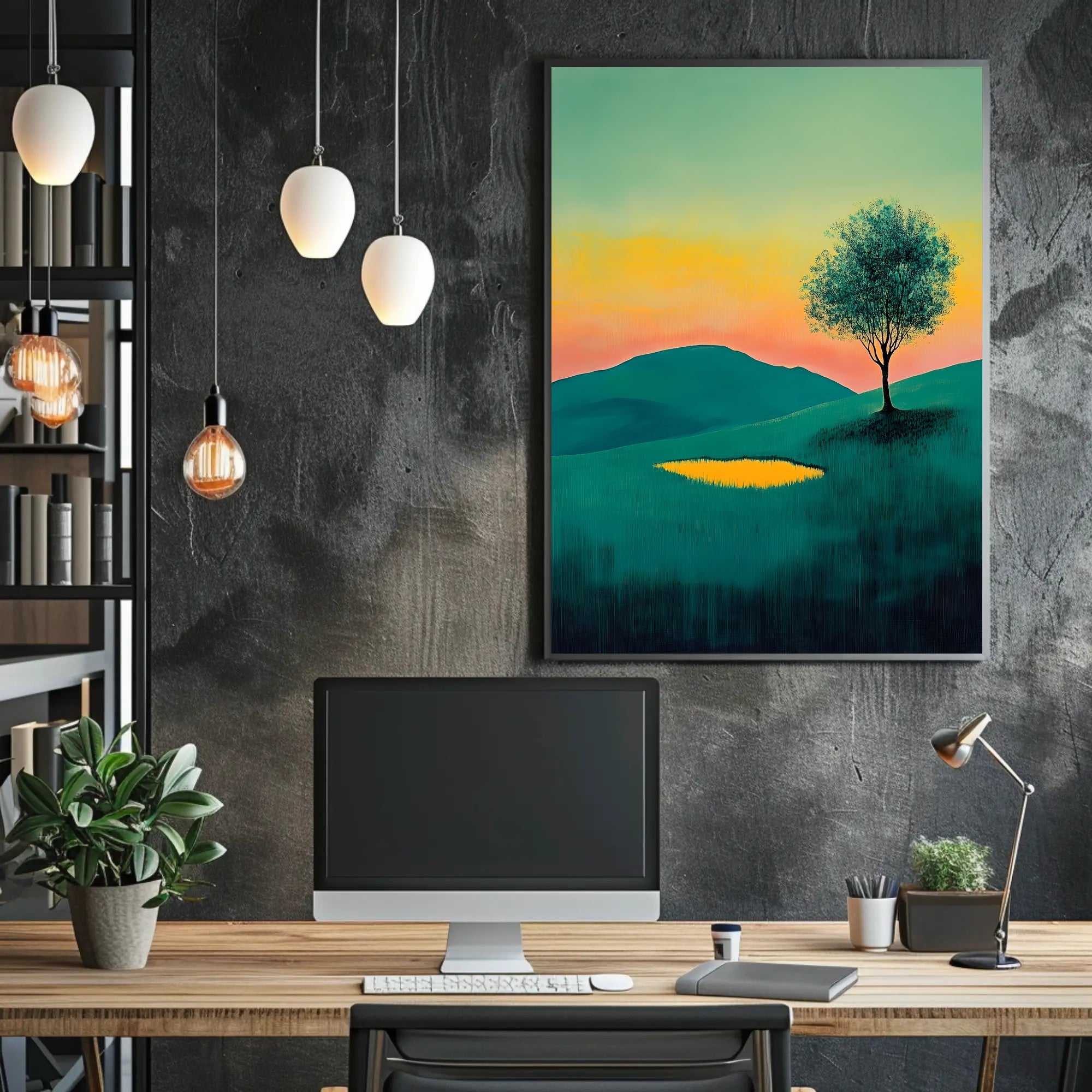 Tranquil Landscape Sunset Poster Serene Wall Art