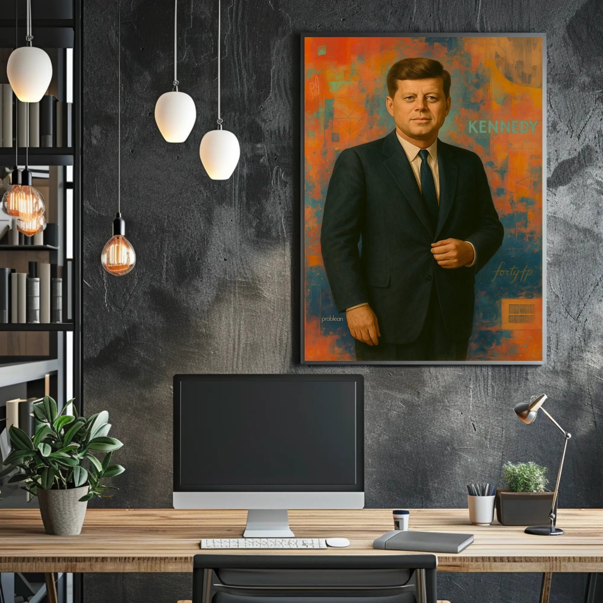 KENNEDY abstract artistic portrait poster in modern vibrant style