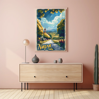Napa Valley Church and Fields Travel Poster