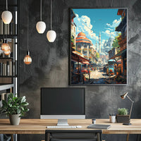 Charming Mediterranean Old Town Scene Travel Poster