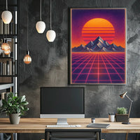 Vibrant Retrofuturistic Synthwave Sunset Futuristic Sci-Fi Poster