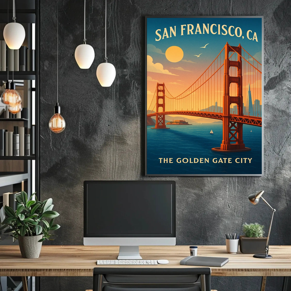 Golden Gate Bridge Vintage Travel Poster Art