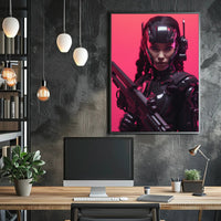 Cybernetic Warrior in Futuristic Sci-Fi Poster