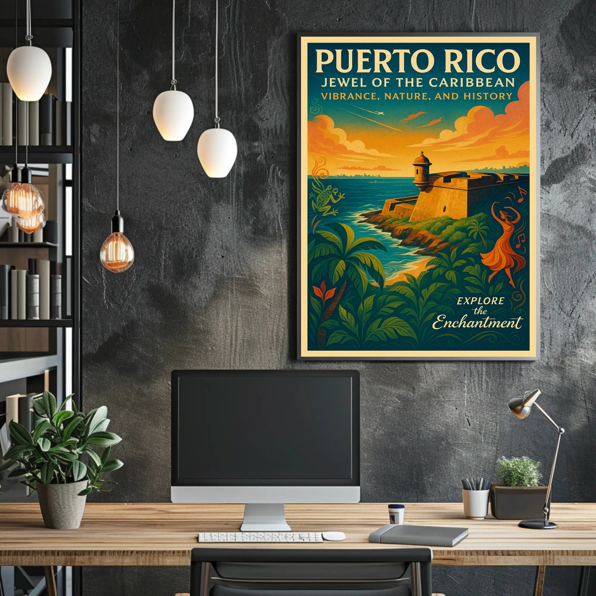 Puerto Rico Jewel of the Caribbean Travel Poster