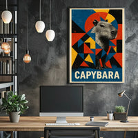 Capybara Art Poster with Geometric Design - Animal Poster