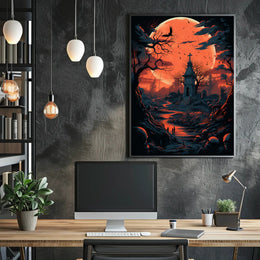 Haunted Moonlit Cemetery Poster