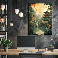 Tranquil Pagoda Landscape Poster