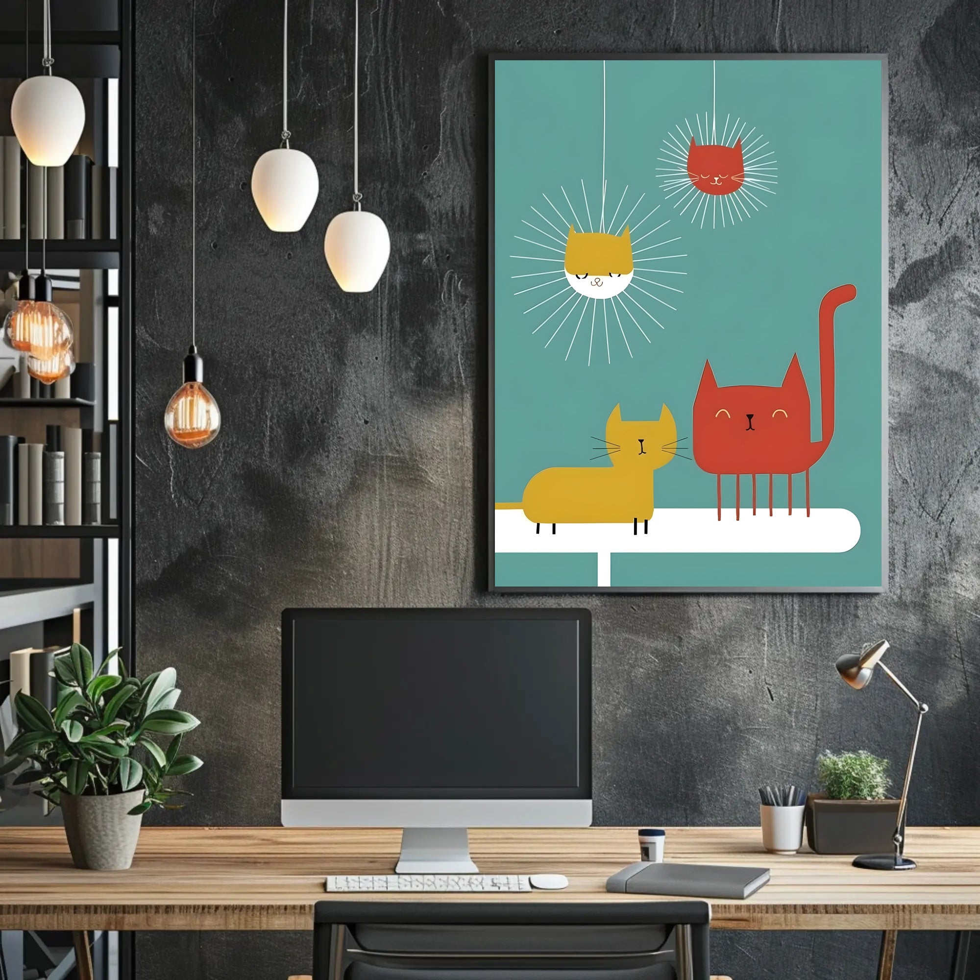 Whimsical Feline Friends Poster