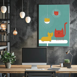 Whimsical Feline Friends Poster