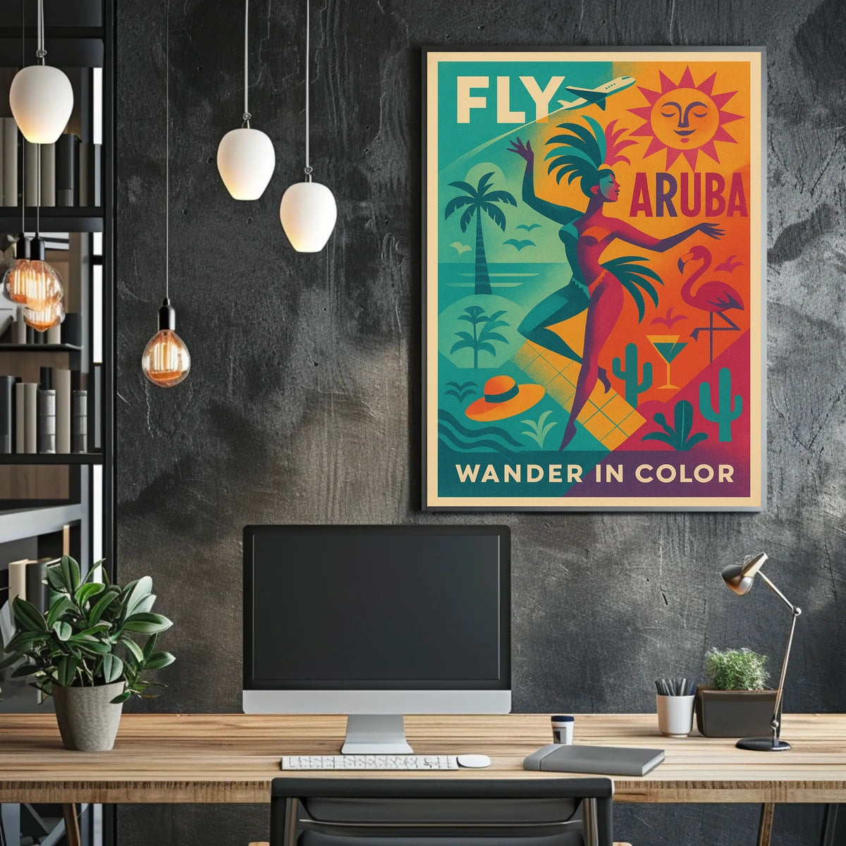 Aruba Travel Tropical Retro Artistic Poster