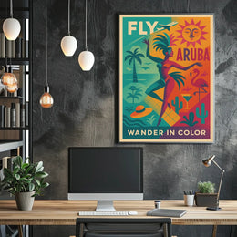 Aruba Travel Tropical Retro Artistic Poster