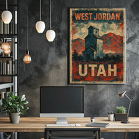 Vintage West Jordan Utah Rustic Travel Collectors Poster