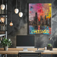 Chicago Skyline in Vibrant Abstract Urban or Cityscape Poster