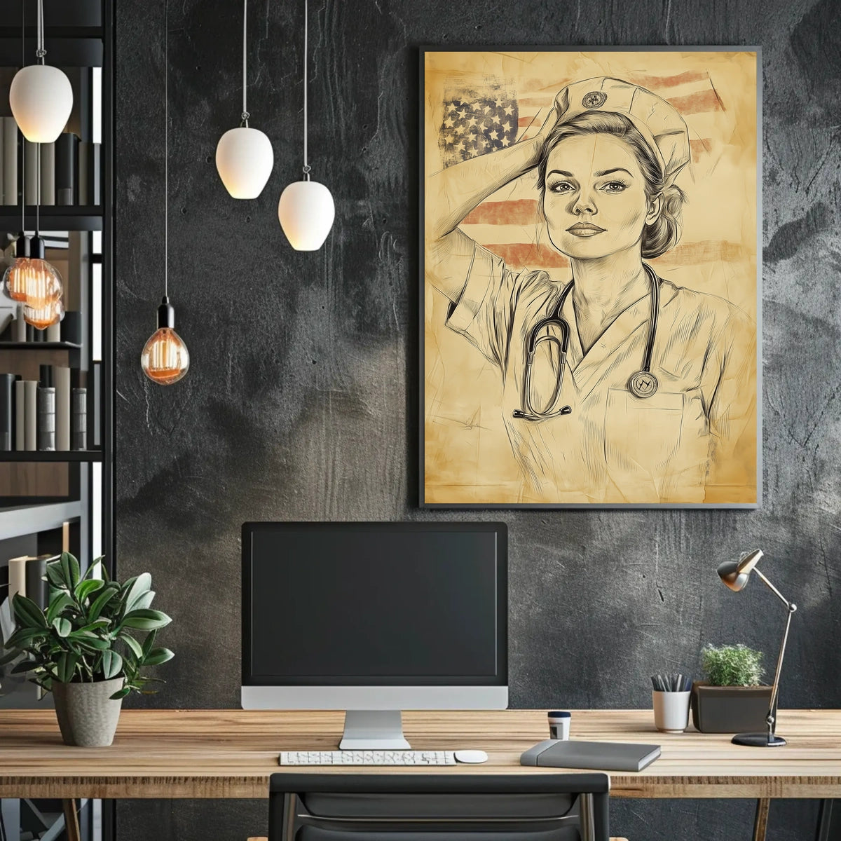 sketch of a nurse Poster