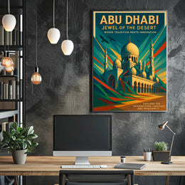 Abu Dhabi Jewel Desert Cityscape Travel Poster
