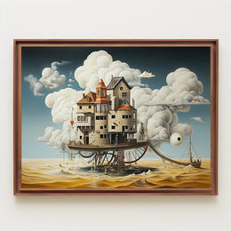 Surreal Dreamscape with Mechanical Houses - Fantasy or Mythology Poster