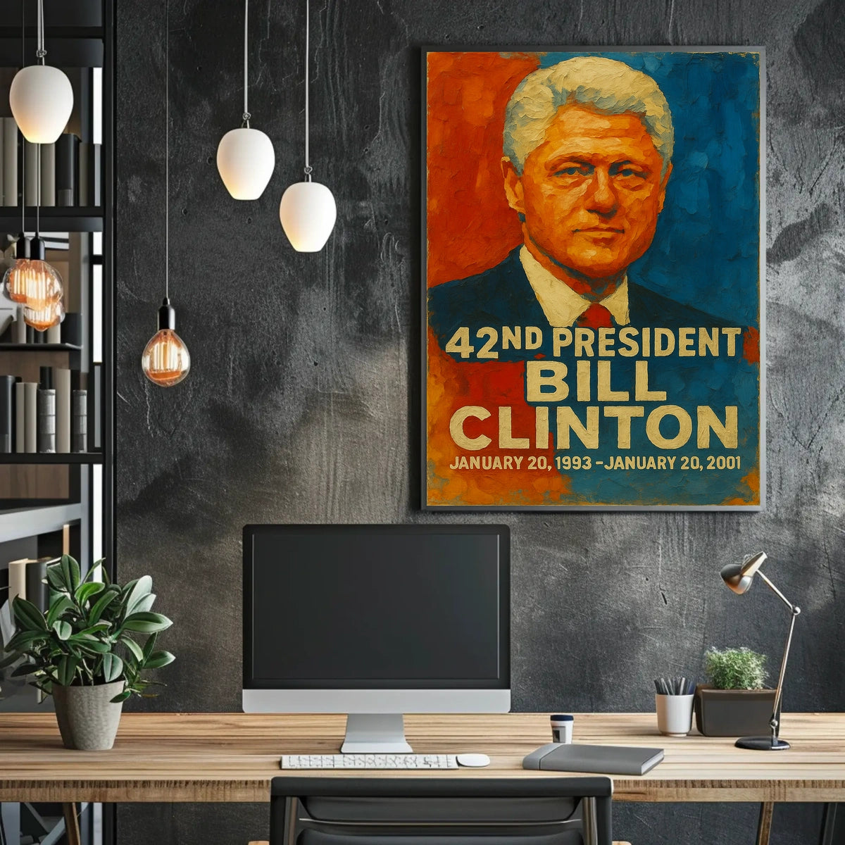 Donald Trump Visionary Oval Office Leadership Patriotism Realism Digital Art Poster