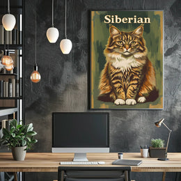 Siberian Cat Portrait Realistic Photography Poster