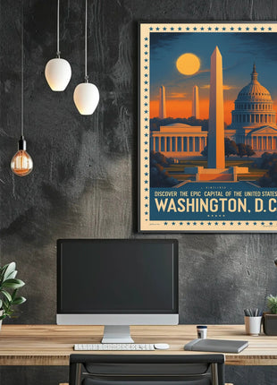 Washington D.C. Landmarks Vintage Travel Poster