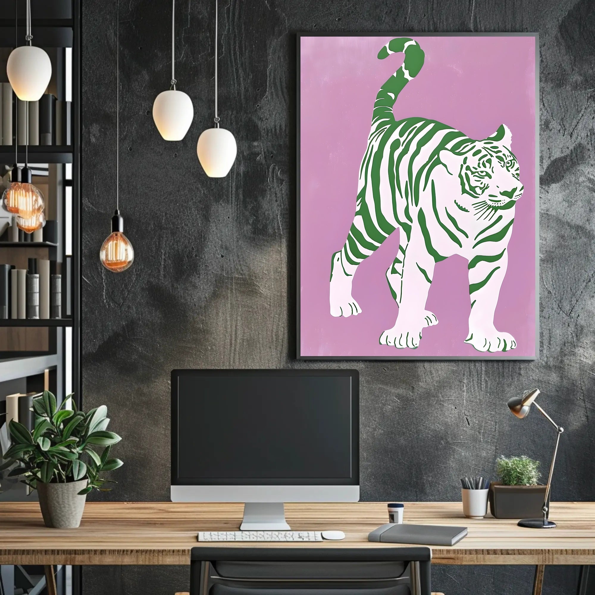 Green Striped Tiger Poster