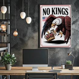 NO KINGS Eagle Anti-Monarchy Political or Propaganda Poster