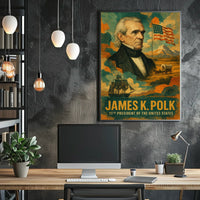 James K. Polk 11th President of the United States Layered Digital Collage Poster