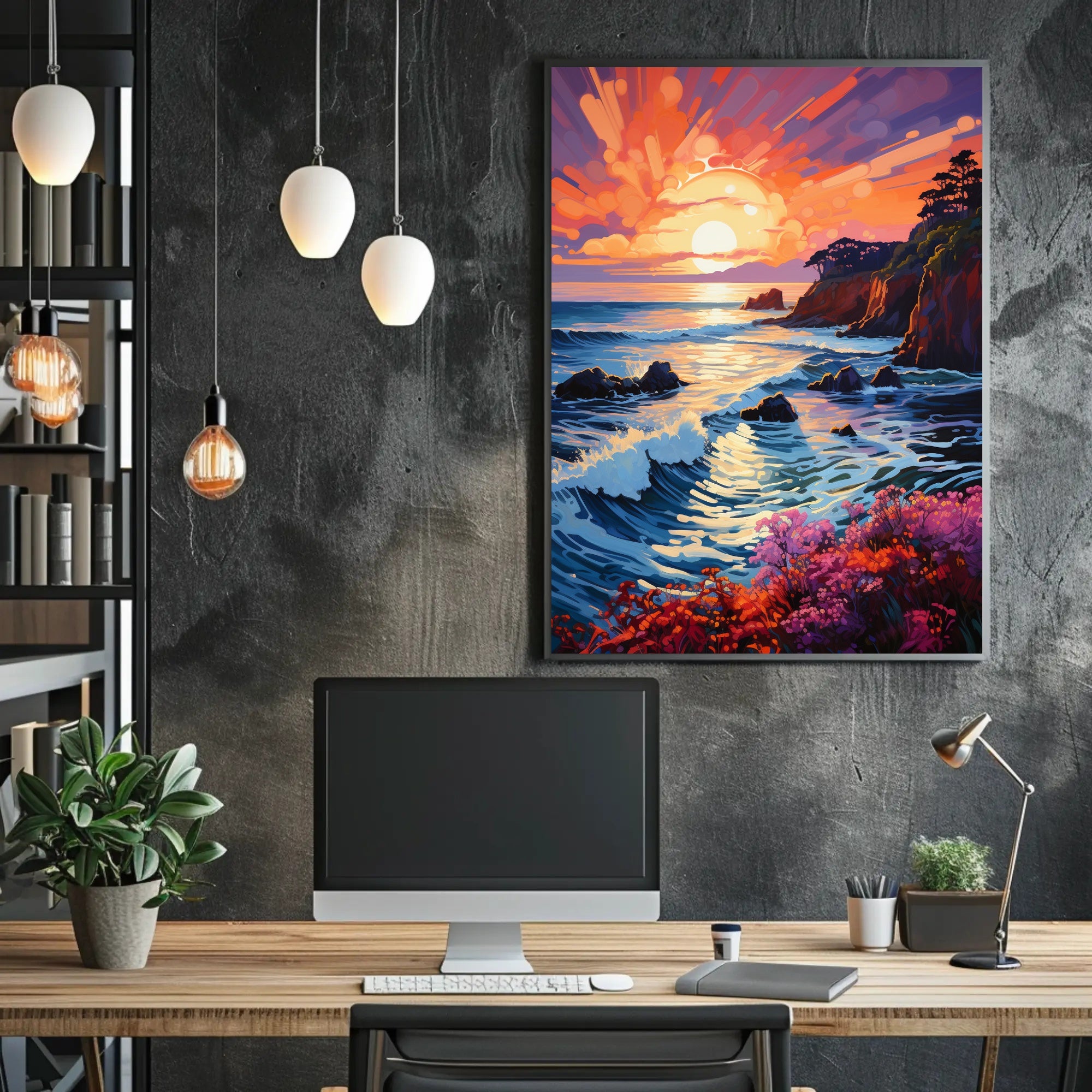 Vibrant Coastal Sunset Poster PosterGoat