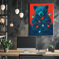 Festive Bear With Lights Poster