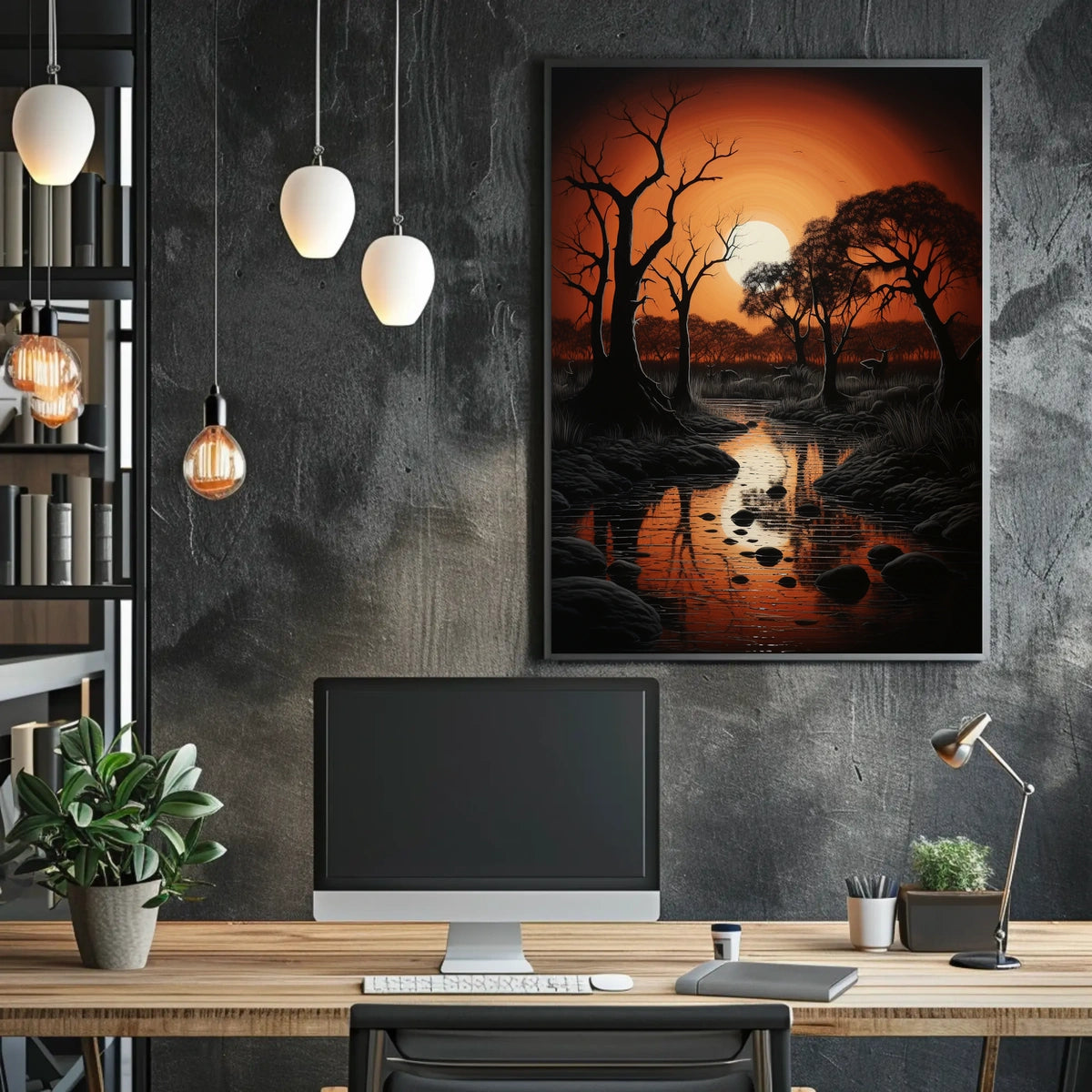 Serene Sunset Over Reflective Lake National Park Poster