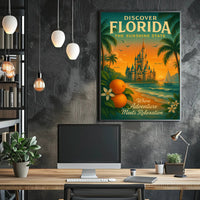 Florida Travel Poster Vintage Sunshine State Wall Art