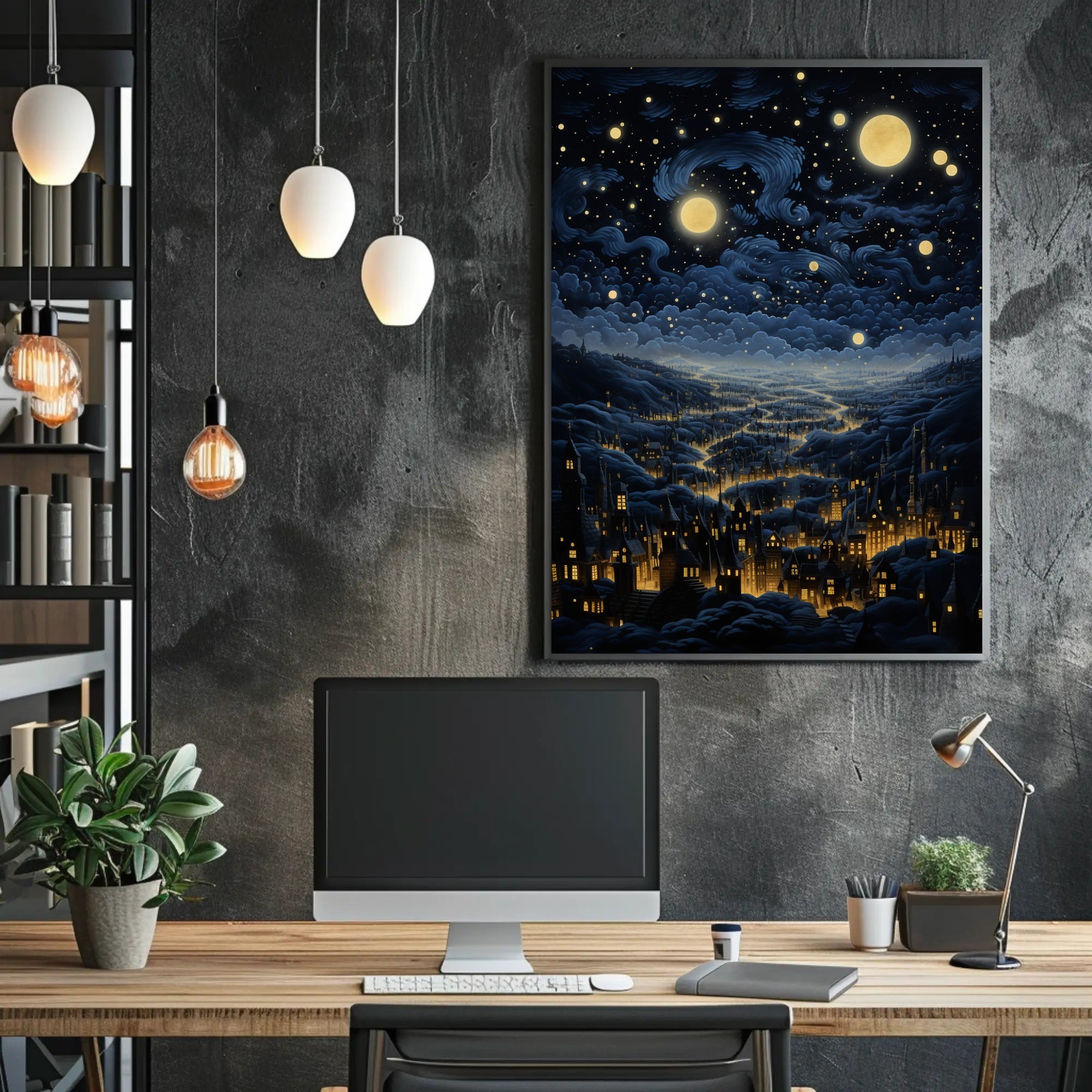 Starry Night Over The City Poster PosterGoat