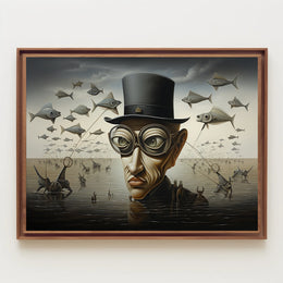 Surrealistic Scene with Flying Fish Fantasy or Mythology Poster