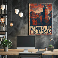 Fayetteville Vintage Travel Architecture Patriotic Poster