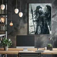 Mystical Warrior: Winged Guardian in Fantasy Poster PosterGoat