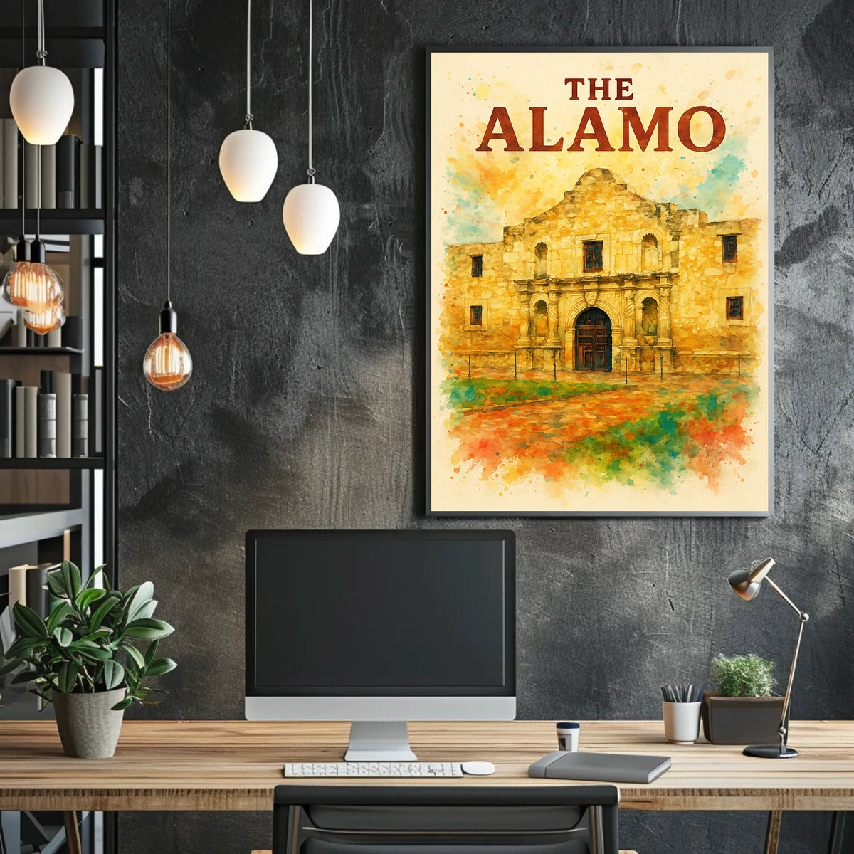 Alamo Watercolor Poster: Historic Texas Revolution Art