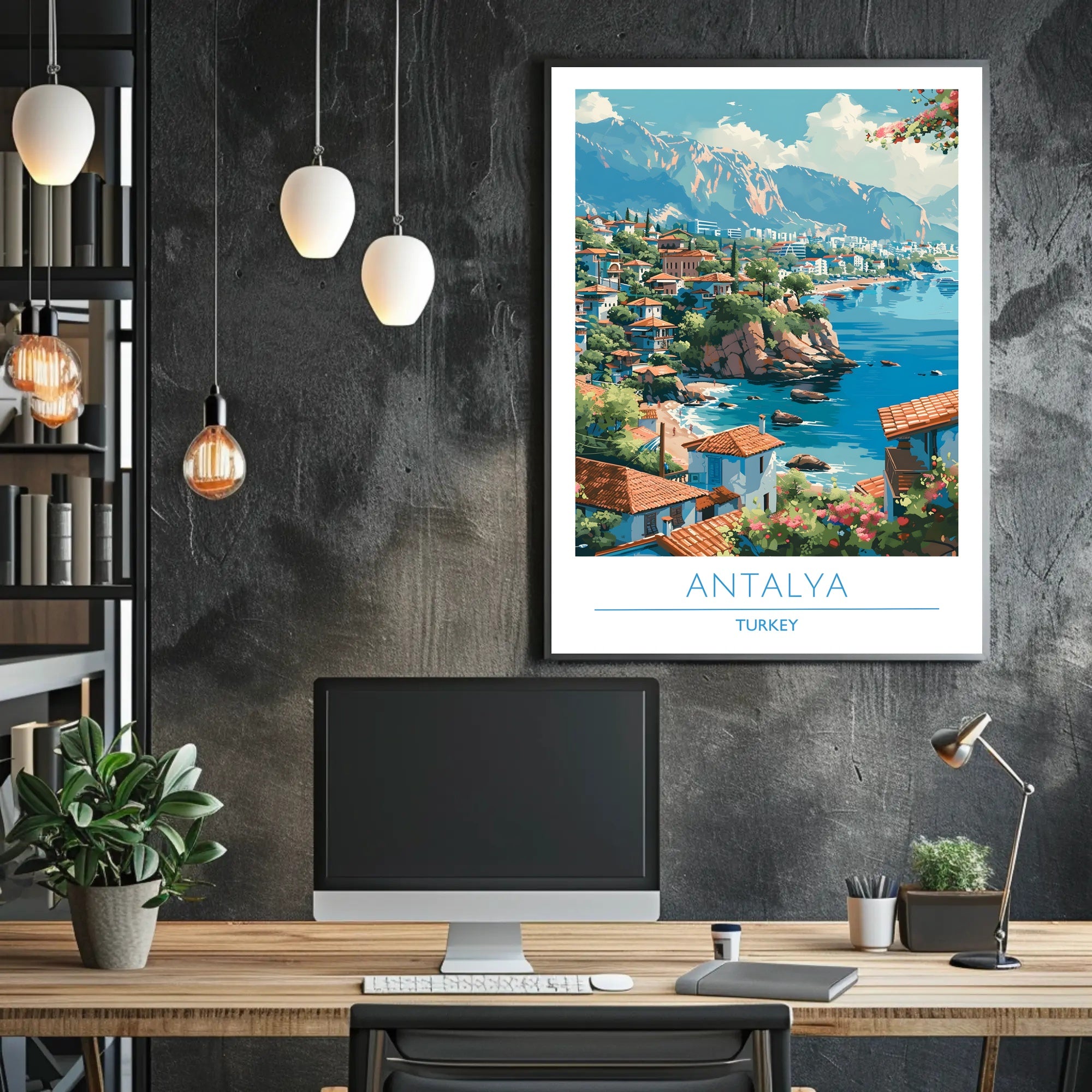 Scenic Antalya Coastal Cityscape Travel Poster