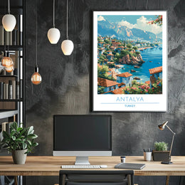 Scenic Antalya Coastal Cityscape Travel Poster