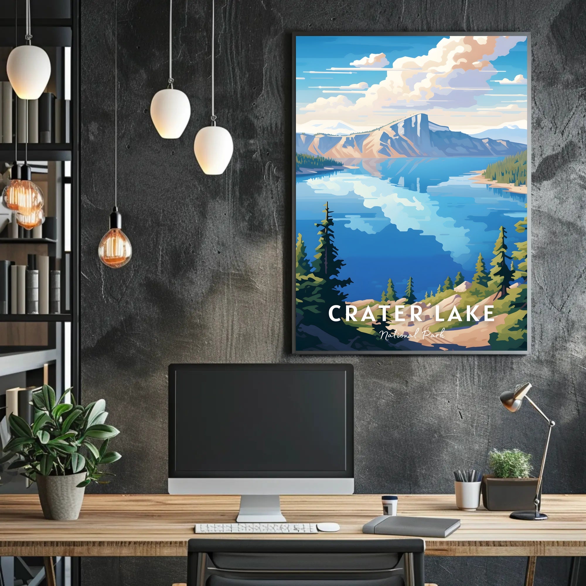 Crater Lake Scenic Tranquility National Park Poster