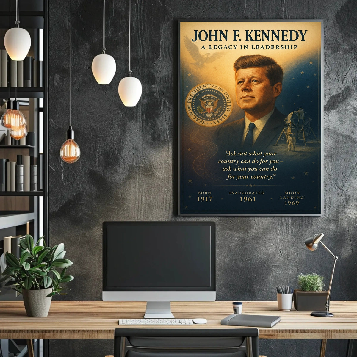John F. Kennedy Leadership Legacy Vintage Poster