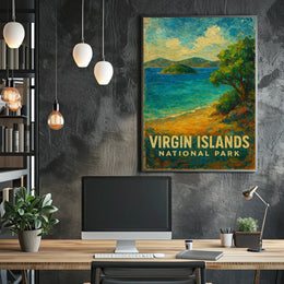 Virgin Islands National Park Scenic Caribbean Coastal Landscape Travel Adventure Poster