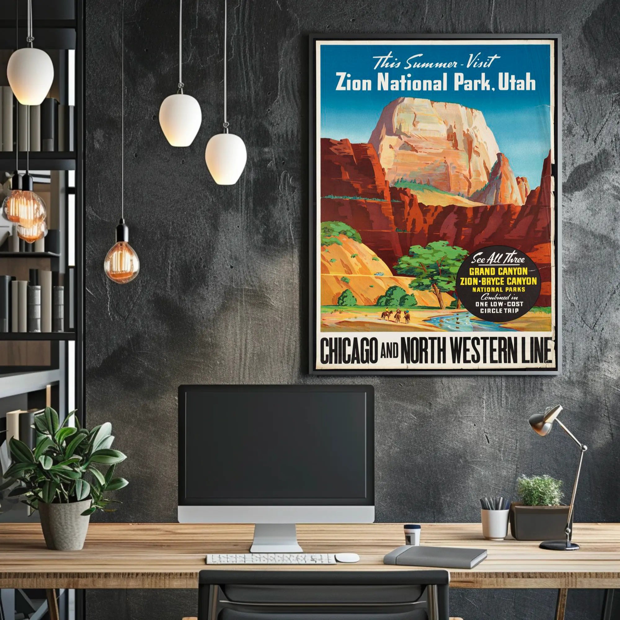 Zion National Park Vintage Travel Poster Print