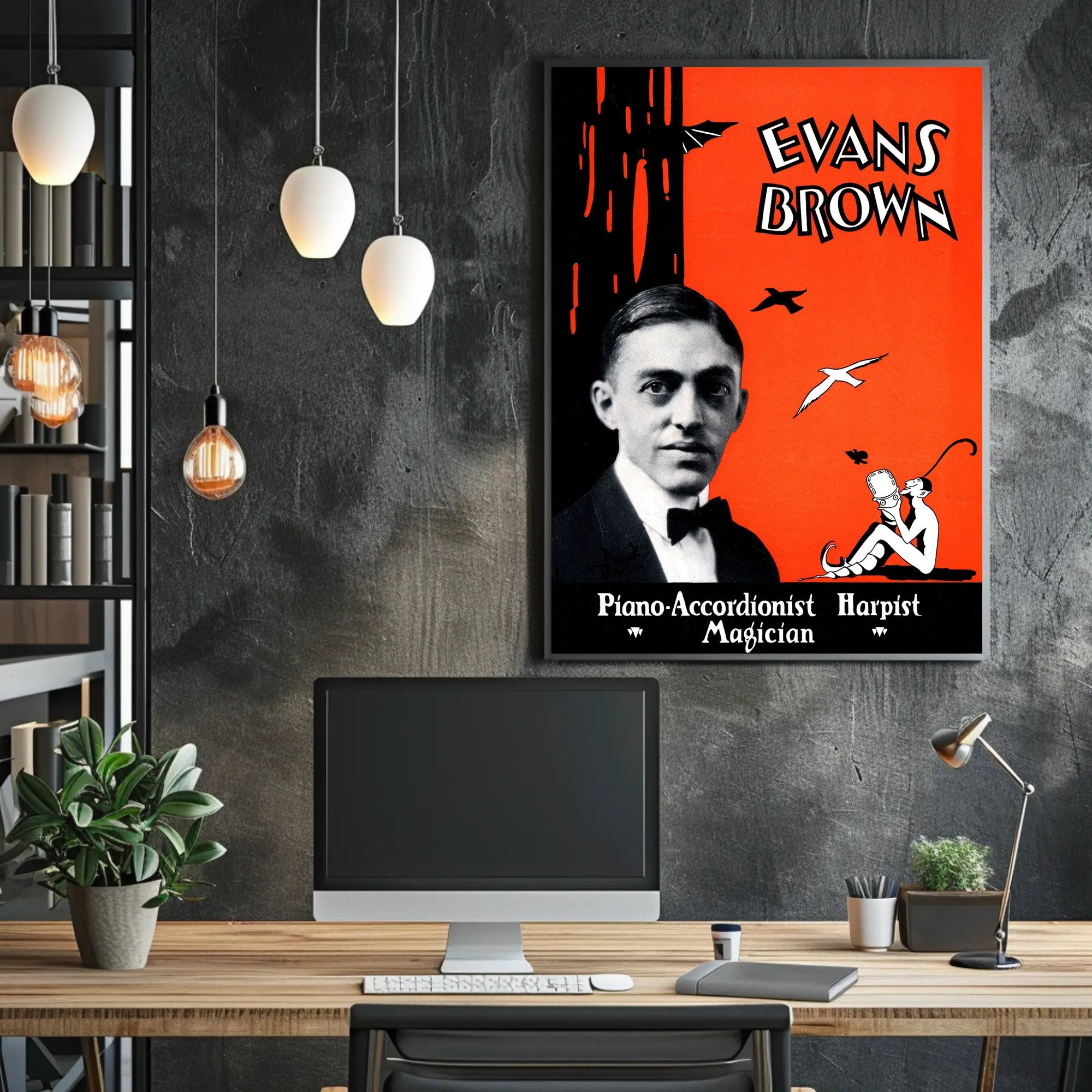 Evans Brown Vintage Art Deco Performer Poster