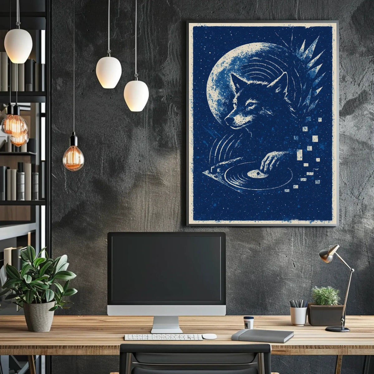 Moonlit Dj Wolf Poster