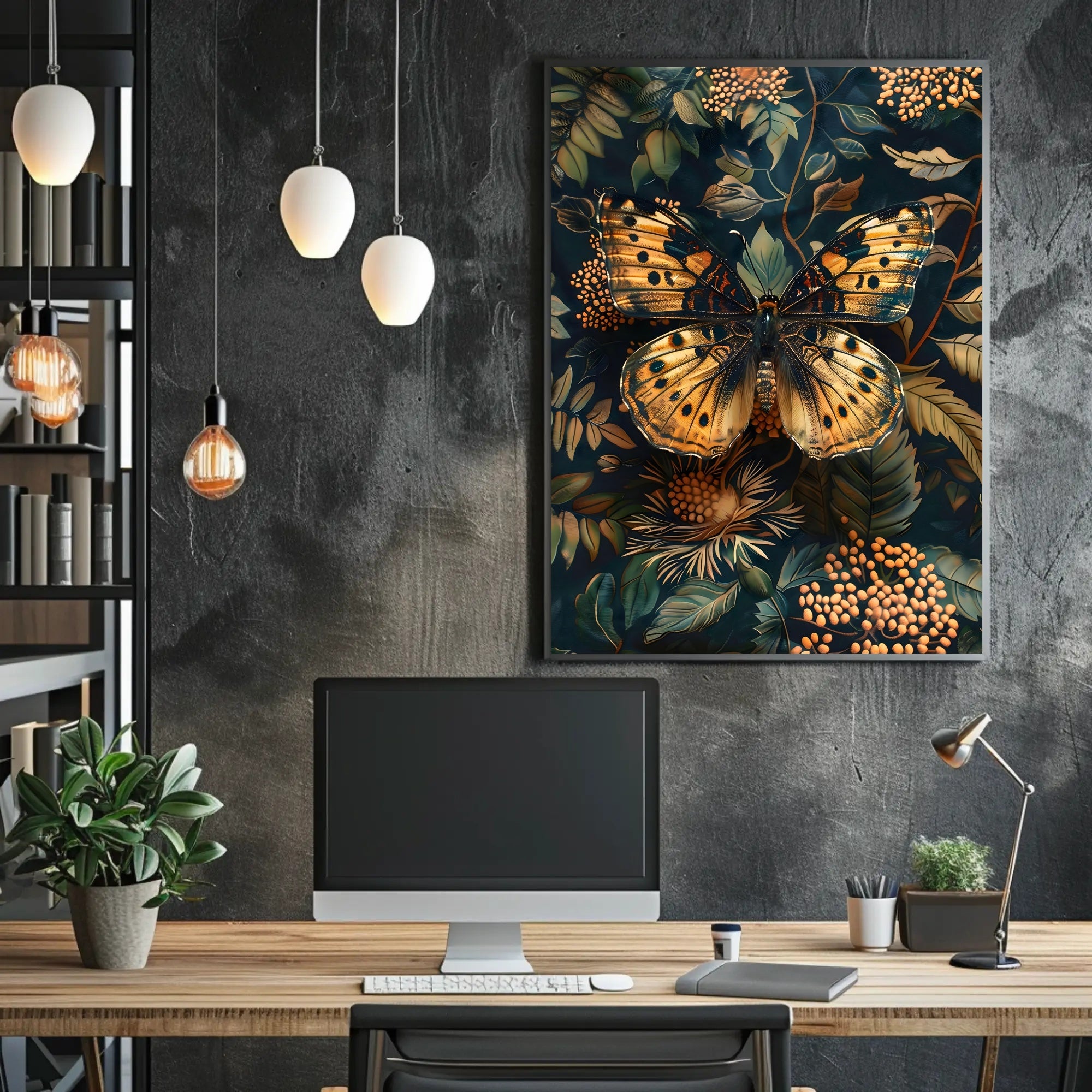 Butterfly Elegance: Ornate Art Nouveau Animal Poster